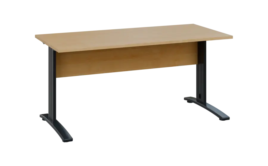 OPK 27 - 16 stůl kancelářský, kovová podnož černá, deska 25 mm, široký 1600 mm, javor horský