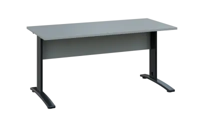 OPK 27 - 16 stůl kancelářský, kovová podnož černá, deska 25 mm, široký 1600 mm, šedá