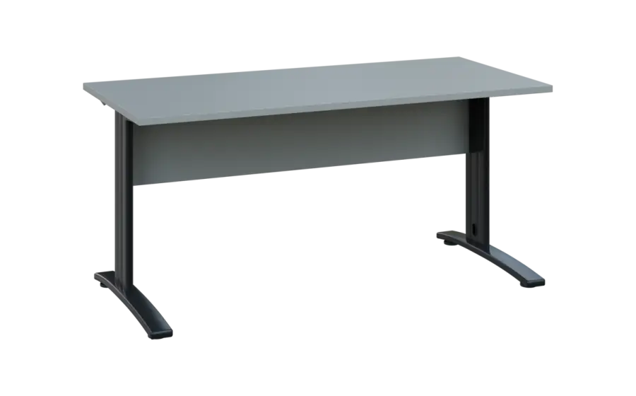 OPK 27 - 16 stůl kancelářský, kovová podnož černá, deska 25 mm, široký 1600 mm, šedá