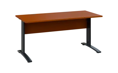 OPK 27 - 16 stůl kancelářský, kovová podnož černá, deska 25 mm, široký 1600 mm, třešeň šumavská