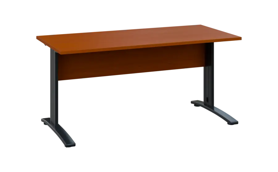 OPK 27 - 16 stůl kancelářský, kovová podnož černá, deska 25 mm, široký 1600 mm, třešeň šumavská