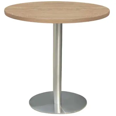 RC 500 - 4 stůl kulatý, deska pr.900 mm dub bardolino (síla 25 mm), noha broušený nerez