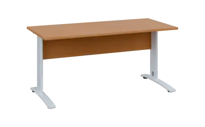 OPK 27 - 16 stůl kancelářský, kovová podnož bílá, deska 25 mm, široký 1600 mm, buk royal