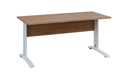 OPK 27 - 16 stůl kancelářský, kovová podnož bílá, deska 25 mm, široký 1600 mm, dub bardolino