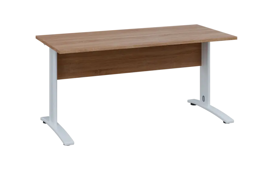 OPK 27 - 16 stůl kancelářský, kovová podnož bílá, deska 25 mm, široký 1600 mm, dub bardolino