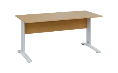 OPK 27 - 16 stůl kancelářský, kovová podnož bílá, deska 25 mm, široký 1600 mm, javor horský