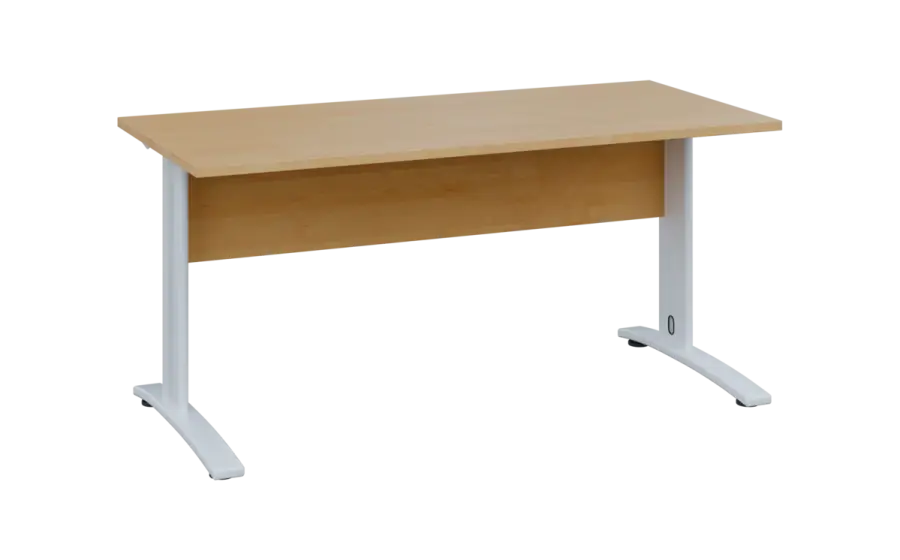 OPK 27 - 16 stůl kancelářský, kovová podnož bílá, deska 25 mm, široký 1600 mm, javor horský