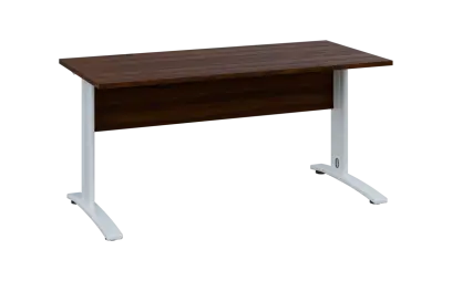 OPK 27 - 16 stůl kancelářský, kovová podnož bílá, deska 25 mm, široký 1600 mm, ořech královský