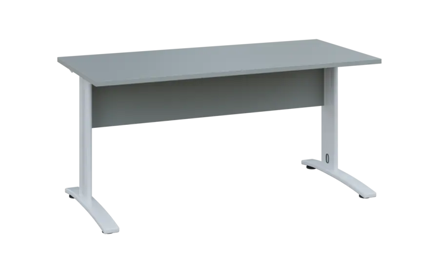 OPK 27 - 16 stůl kancelářský, kovová podnož bílá, deska 25 mm, široký 1600 mm, šedá