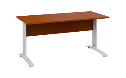 OPK 27 - 16 stůl kancelářský, kovová podnož bílá, deska 25 mm, široký 1600 mm, třešeň šumavská