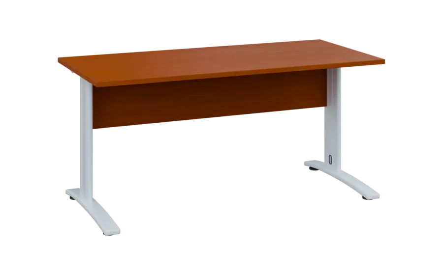 OPK 27 - 16 stůl kancelářský, kovová podnož bílá, deska 25 mm, široký 1600 mm, třešeň šumavská