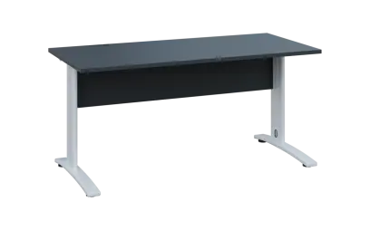 OPK 27 - 16 stůl kancelářský, kovová podnož bílá, deska 25 mm, široký 1600 mm, antracit