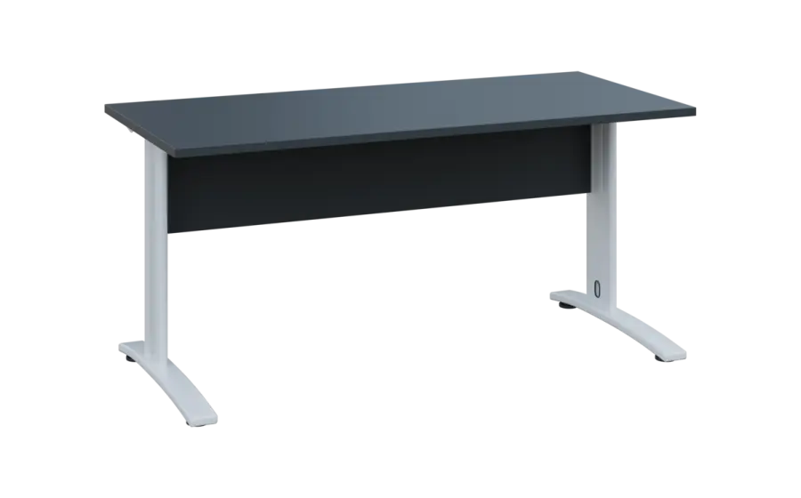 OPK 27 - 16 stůl kancelářský, kovová podnož bílá, deska 25 mm, široký 1600 mm, antracit