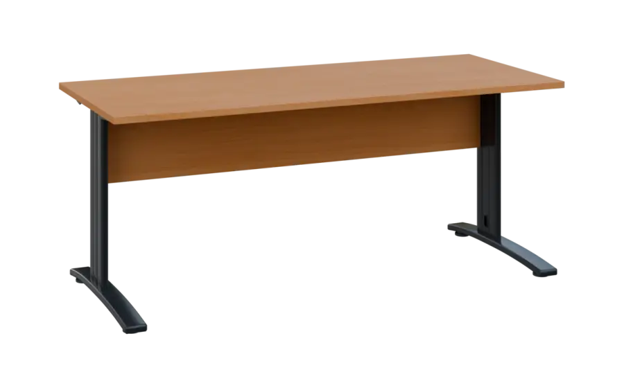 OPK 27 - 18 stůl kancelářský, kovová podnož černá, deska 25 mm, široký 1800 mm, buk royal