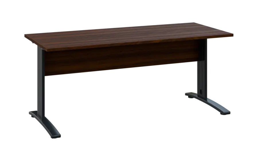 OPK 27 - 18 stůl kancelářský, kovová podnož černá, deska 25 mm, široký 1800 mm, ořech královský