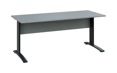 OPK 27 - 18 stůl kancelářský, kovová podnož černá, deska 25 mm, široký 1800 mm, šedá