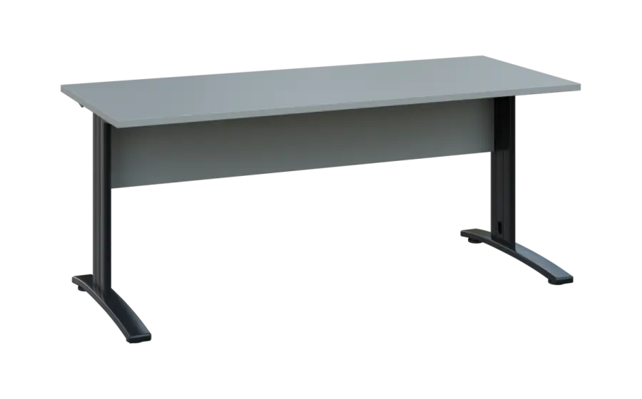 OPK 27 - 18 stůl kancelářský, kovová podnož černá, deska 25 mm, široký 1800 mm, šedá
