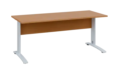 OPK 27 - 18 stůl kancelářský, kovová podnož bílá, deska 25 mm, široký 1800 mm, buk royal