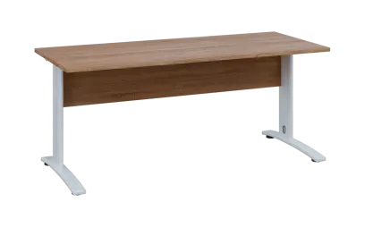 OPK 27 - 18 stůl kancelářský, kovová podnož bílá, deska 25 mm, široký 1800 mm, dub bardolino