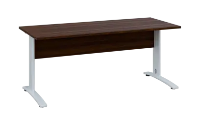 OPK 27 - 18 stůl kancelářský, kovová podnož bílá, deska 25 mm, široký 1800 mm, ořech královský