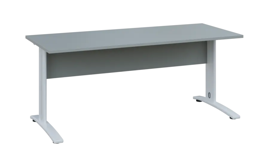 OPK 27 - 18 stůl kancelářský, kovová podnož bílá, deska 25 mm, široký 1800 mm, šedá