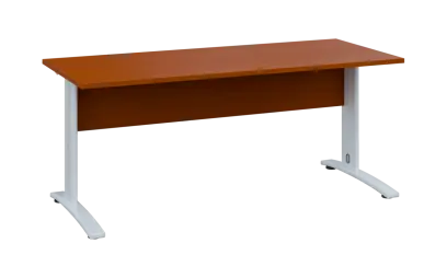 OPK 27 - 18 stůl kancelářský, kovová podnož bílá, deska 25 mm, široký 1800 mm, třešeň šumavská
