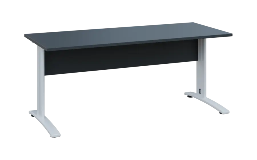OPK 27 - 18 stůl kancelářský, kovová podnož bílá, deska 25 mm, široký 1800 mm, antracit