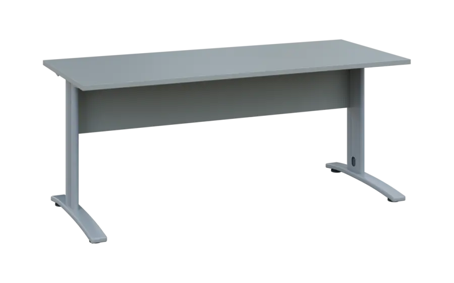 OPK 27 - 18 stůl kancelářský, kovová podnož stříbrná, deska 25 mm, široký 1800 mm, šedá