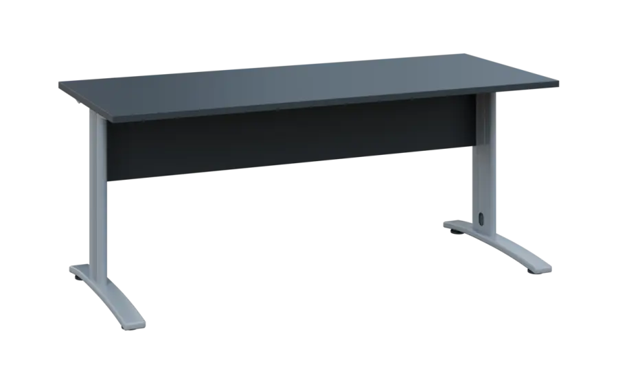 OPK 27 - 18 stůl kancelářský, kovová podnož stříbrná, deska 25 mm, široký 1800 mm, antracit