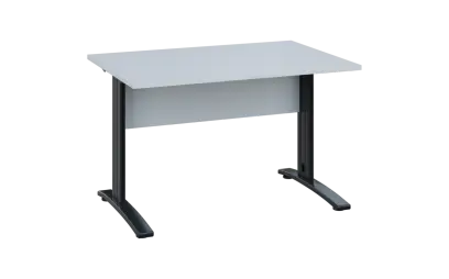 OPK 28 - 12 stůl kancelářský, kovová podnož černá, deska 25 mm, široký 1200 mm, bílá