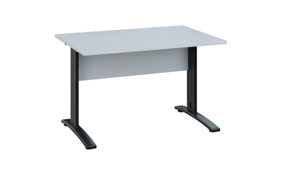 OPK 28 - 12 stůl kancelářský, kovová podnož černá, deska 25 mm, široký 1200 mm, bílá