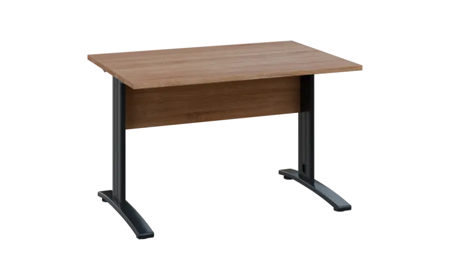 OPK 28 - 12 stůl kancelářský, kovová podnož černá, deska 25 mm, široký 1200 mm, dub bardolino