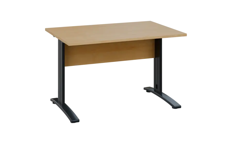 OPK 28 - 12 stůl kancelářský, kovová podnož černá, deska 25 mm, široký 1200 mm, javor horský