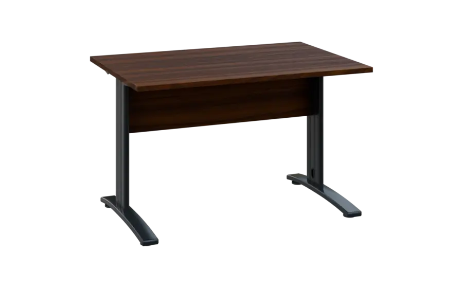 OPK 28 - 12 stůl kancelářský, kovová podnož černá, deska 25 mm, široký 1200 mm, ořech královský
