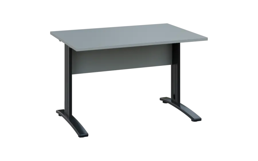 OPK 28 - 12 stůl kancelářský, kovová podnož černá, deska 25 mm, široký 1200 mm, šedá