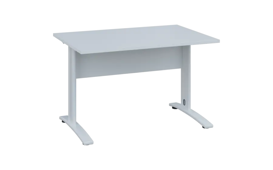 OPK 28 - 12 stůl kancelářský, kovová podnož bílá, deska 25 mm, široký 1200 mm, bílá