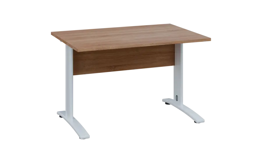 OPK 28 - 12 stůl kancelářský, kovová podnož bílá, deska 25 mm, široký 1200 mm, dub bardolino