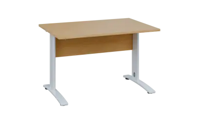 OPK 28 - 12 stůl kancelářský, kovová podnož bílá, deska 25 mm, široký 1200 mm, javor horský