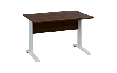 OPK 28 - 12 stůl kancelářský, kovová podnož bílá, deska 25 mm, široký 1200 mm, ořech královský