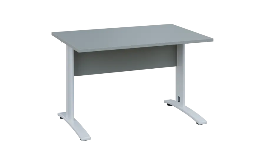 OPK 28 - 12 stůl kancelářský, kovová podnož bílá, deska 25 mm, široký 1200 mm, šedá