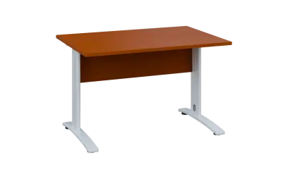 OPK 28 - 12 stůl kancelářský, kovová podnož bílá, deska 25 mm, široký 1200 mm, třešeň šumavská