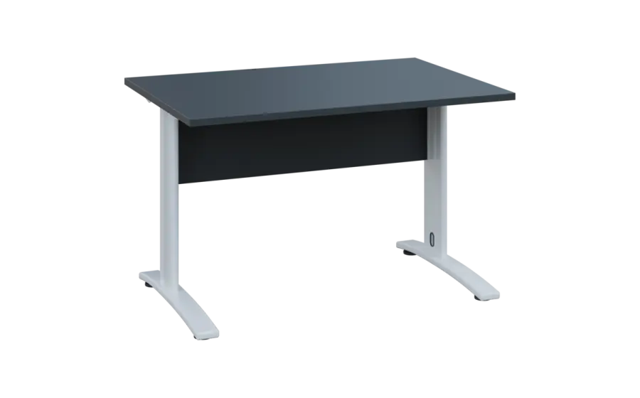 OPK 28 - 12 stůl kancelářský, kovová podnož bílá, deska 25 mm, široký 1200 mm, antracit