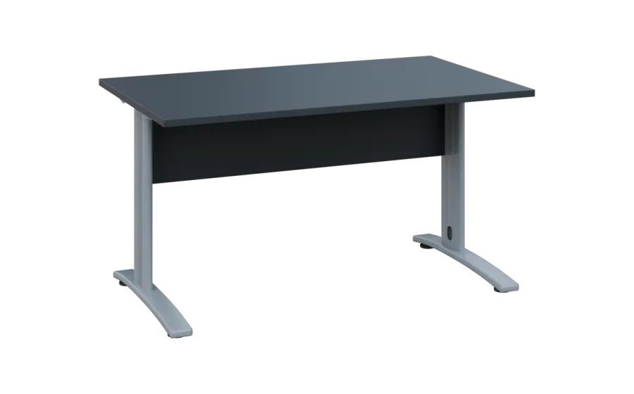 OPK 28 - 14 stůl kancelářský, kovová podnož stříbrná, deska 25 mm, široký 1400 mm, antracit