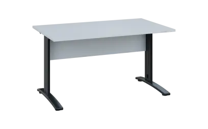 OPK 28 - 14 stůl kancelářský, kovová podnož černá, deska 25 mm, široký 1400 mm, bílá