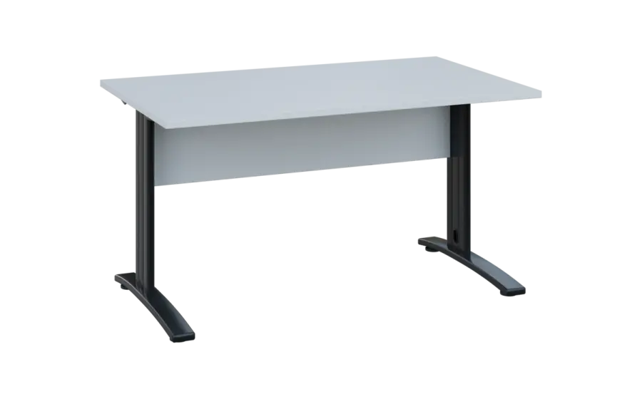OPK 28 - 14 stůl kancelářský, kovová podnož černá, deska 25 mm, široký 1400 mm, bílá