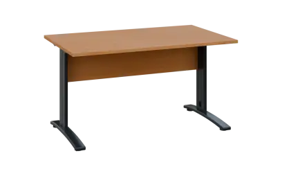 OPK 28 - 14 stůl kancelářský, kovová podnož černá, deska 25 mm, široký 1400 mm, buk royal