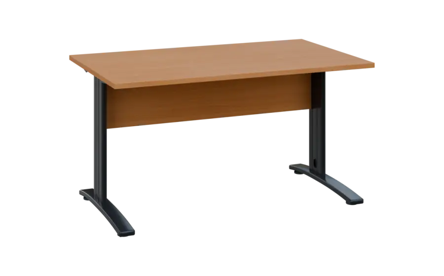 OPK 28 - 14 stůl kancelářský, kovová podnož černá, deska 25 mm, široký 1400 mm, buk royal