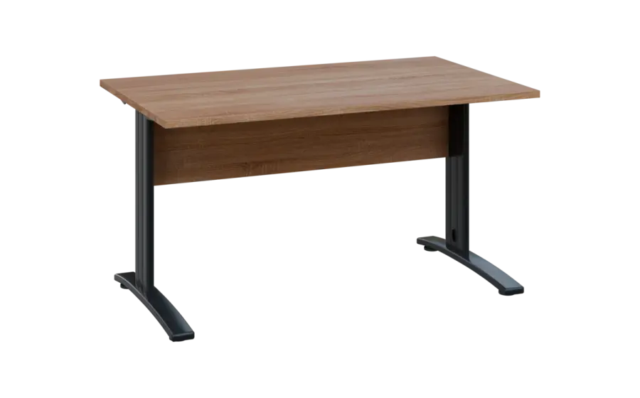 OPK 28 - 14 stůl kancelářský, kovová podnož černá, deska 25 mm, široký 1400 mm, dub bardolino
