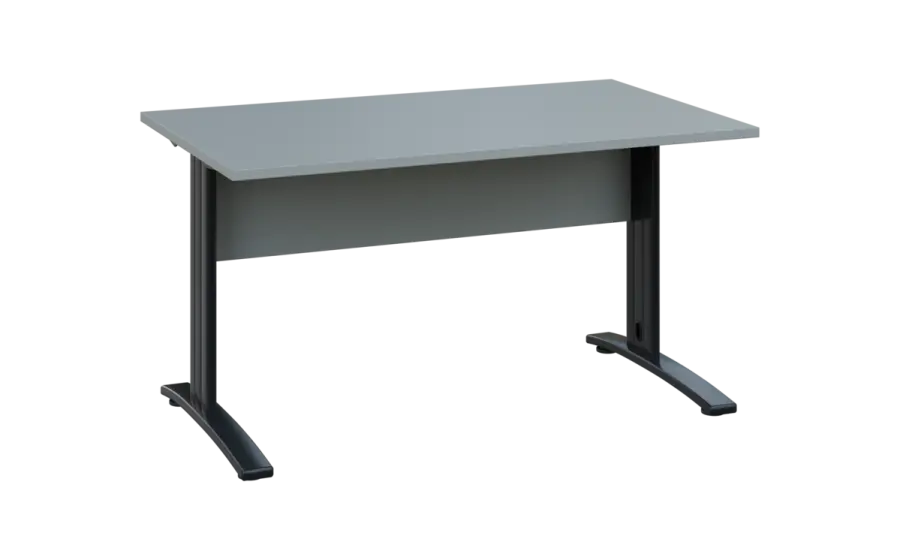 OPK 28 - 14 stůl kancelářský, kovová podnož černá, deska 25 mm, široký 1400 mm, šedá