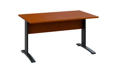 OPK 28 - 14 stůl kancelářský, kovová podnož černá, deska 25 mm, široký 1400 mm, třešeň šumavská